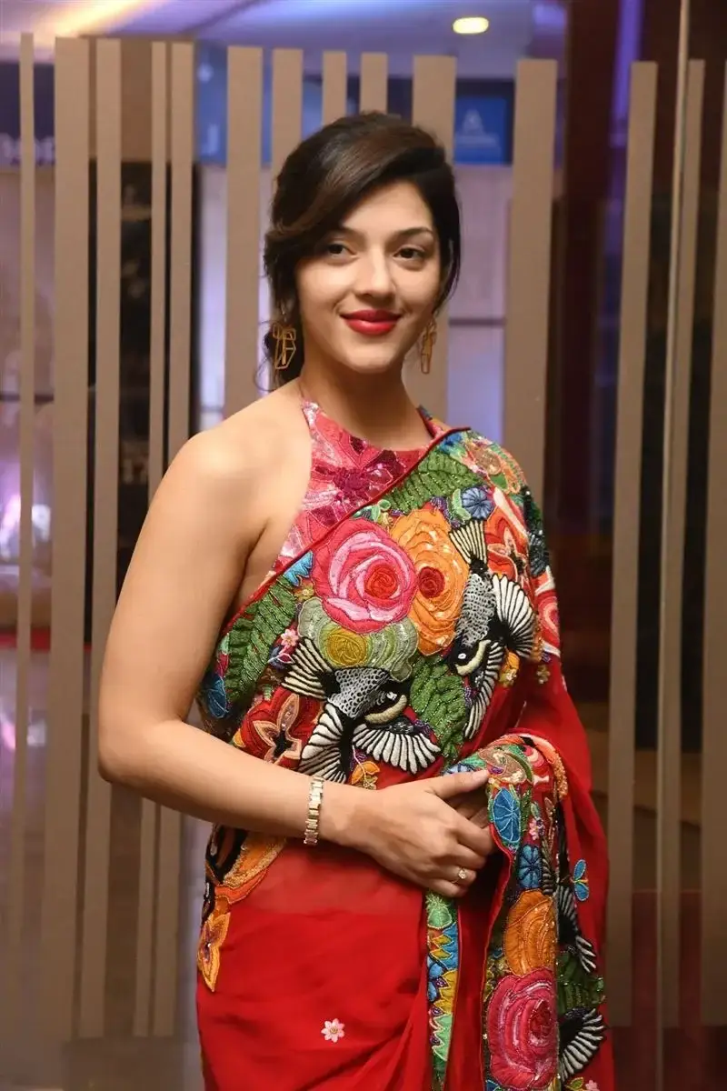 Mehreen Pirzada Red Saree at Spark LIFE Movie Trailer Launch